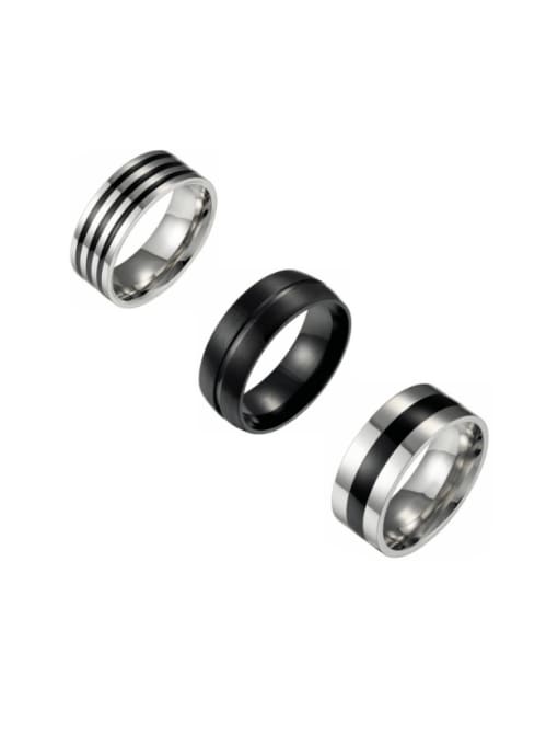 Three piece set Stainless steel Geometric Minimalist Stackable Men's  Ring