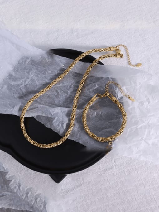 MAKA Titanium Steel Hip Hop Irregular Bracelet and Necklace Set 2