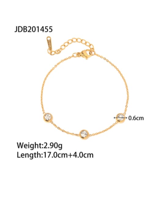 J&D Stainless steel Rhinestone Geometric Minimalist Link Bracelet 2