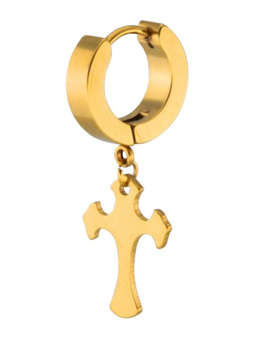 golden (Single -Only One） Titanium Steel Cross Minimalist Single Earring(Single -Only One)