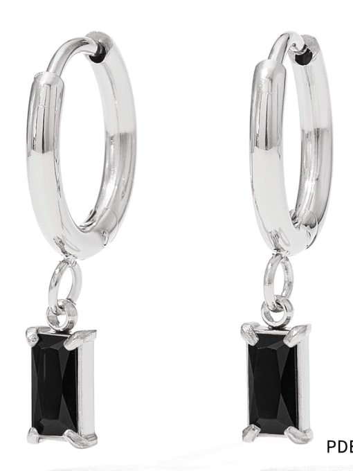 PDE405 Black Zirconia Stainless steel Cubic Zirconia Geometric Dainty Stud Earring