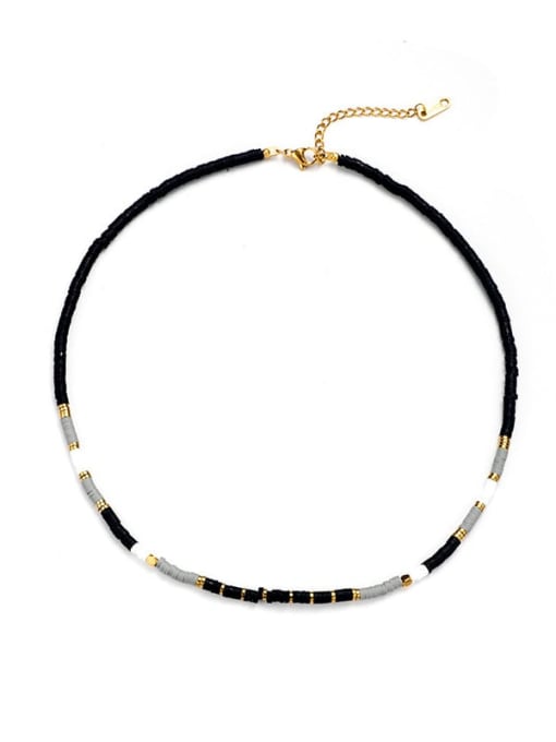 SN21061504B Stainless steel Bead Geometric Vintage Beaded Necklace