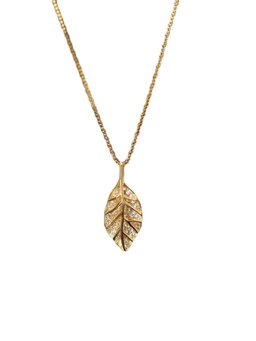 K.Love Titanium Steel Cubic Zirconia  Dainty Tree Leaf Pendant Necklace 0