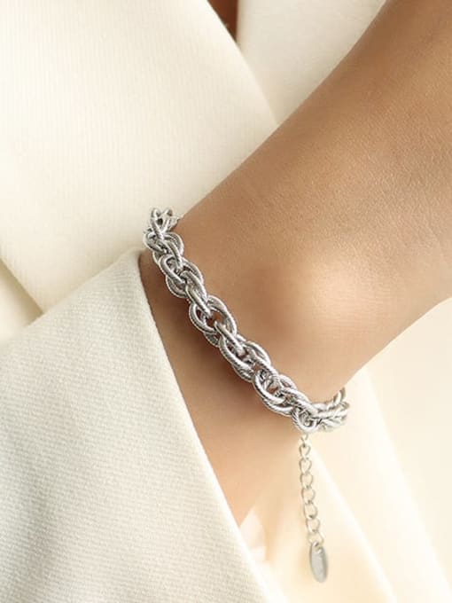 E228  twist chain steel color Bracelet Titanium 316L Stainless Steel Vintage Irregular  Braclete and Necklace Set with e-coated waterproof