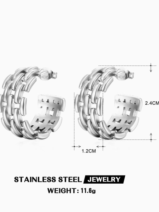 Steel color ZN429S Stainless steel Geometric Hip Hop Stud Earring