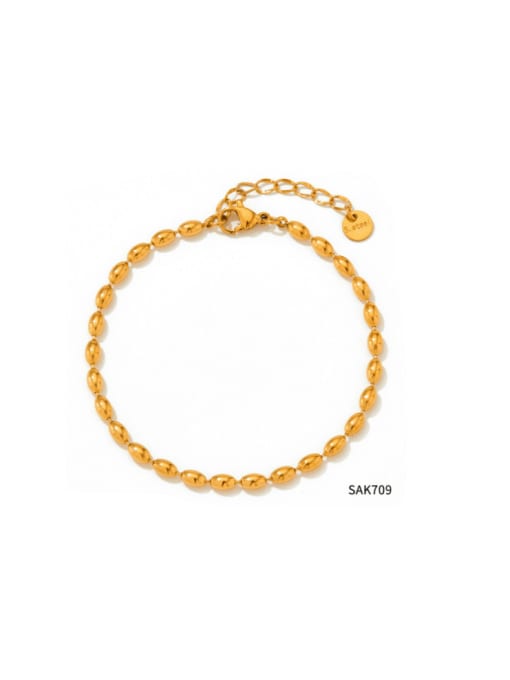 SAK709 Gold Stainless steel Geometric Minimalist Beaded Bracelet