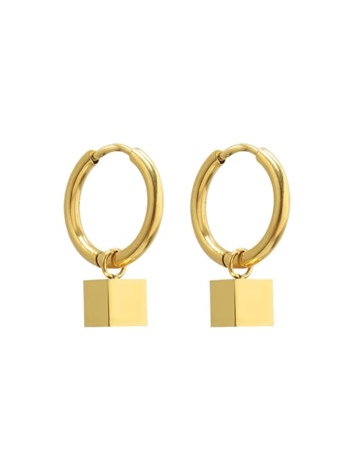 F505 gold Titanium Steel Geometric Minimalist Huggie Earring