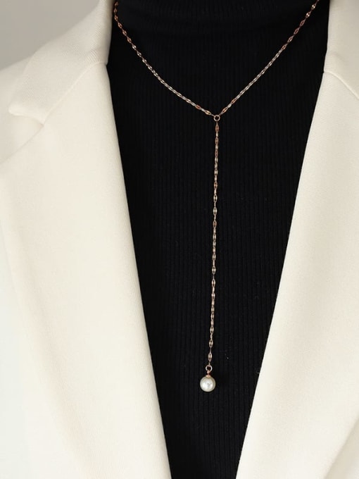 P611 rose gold necklace 37+ 5cm Titanium Steel Tassel Minimalist Tassel Necklace