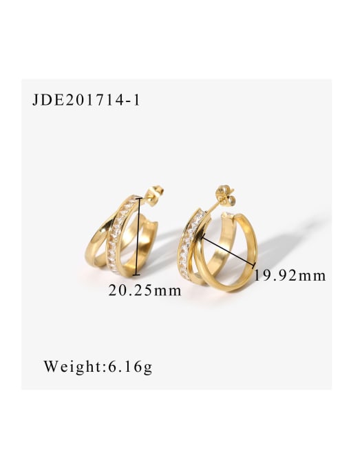 JDE201714 1 Stainless steel Cubic Zirconia Geometric Trend Stud Earring
