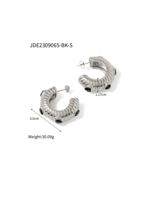 JDE2309065 steel Stainless steel Cubic Zirconia Geometric Hip Hop Stud Earring