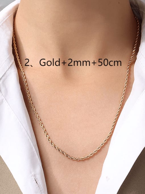 ② gold+2mm+50cm Titanium 316L Stainless Steel Minimalist  Chain with e-coated waterproof