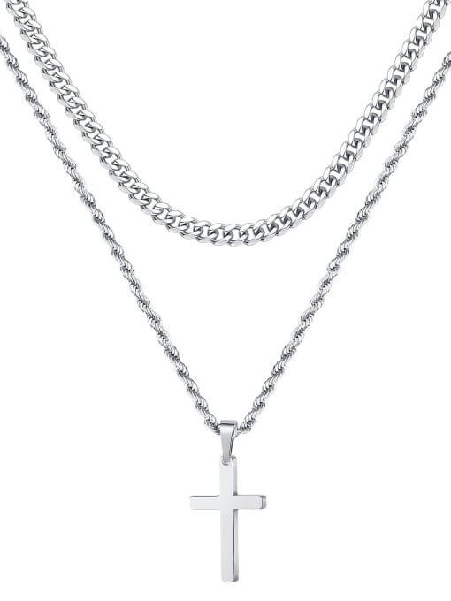 MeiDi-Jewelry Stainless steel Geometric Multi Strand Necklace 3