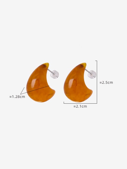 MAKA Titanium Steel Resin Water Drop Minimalist Stud Earring 2