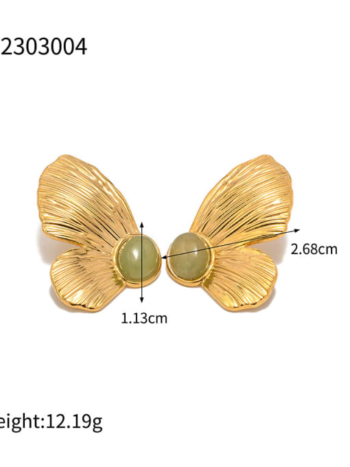 JDE2303004 Stainless steel Emerald Butterfly Vintage Stud Earring