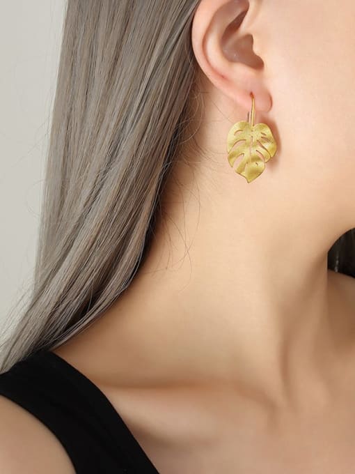 F167 Gold Earrings Brass Leaf Trend Earring