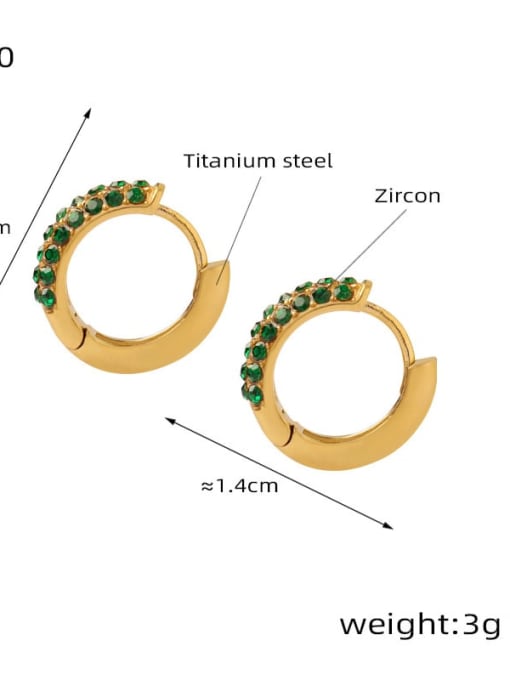 F170 Gold Green Zirconia Earrings Titanium Steel Cubic Zirconia Geometric Trend Stud Earring