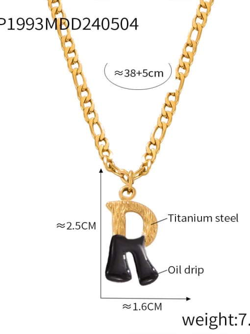 P1993 Gold Black Necklace R Titanium Steel Letter Hip Hop Necklace