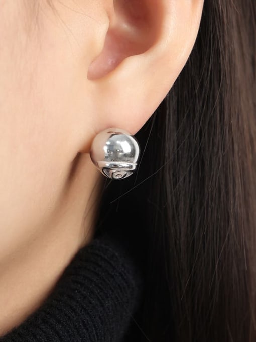 MAKA Titanium Steel Round Ball Minimalist Stud Earring 1