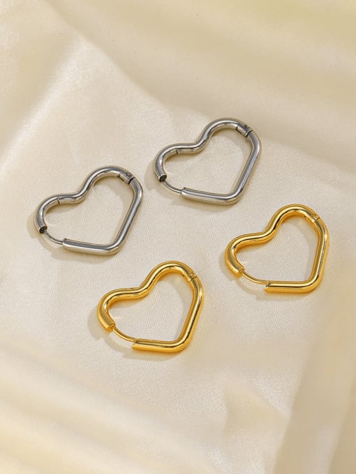 J$L  Steel Jewelry Stainless steel Heart Minimalist Huggie Earring 1