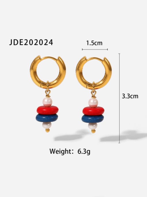 J&D Stainless steel Imitation Pearl Geometric Vintage Huggie Earring 2