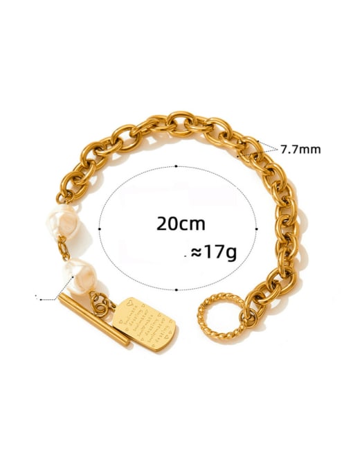 SAK608 Gold Bracelet Stainless steel Freshwater Pearl Hip Hop Geometric  Bracelet and Necklace Set