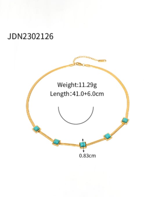 JDN2302126 Stainless steel Turquoise Geometric Vintage Necklace