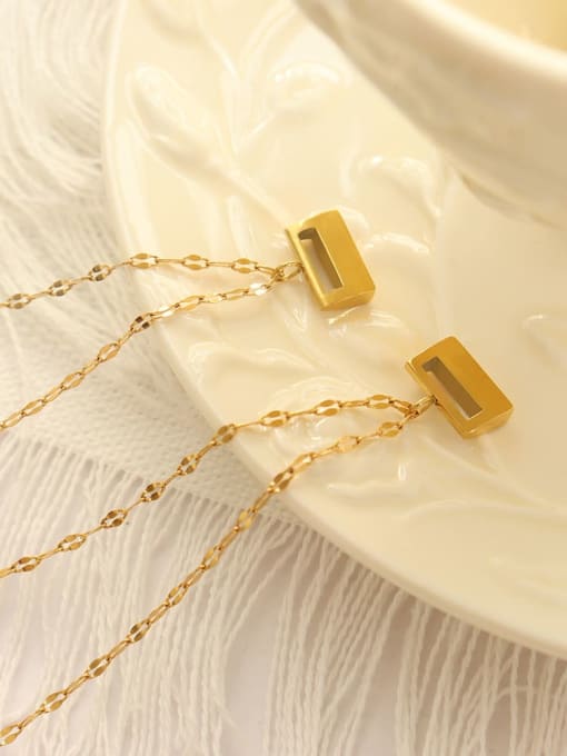 P593 gold necklace 40+ 5cm Titanium Steel  Hollow Locket Vintage Necklace