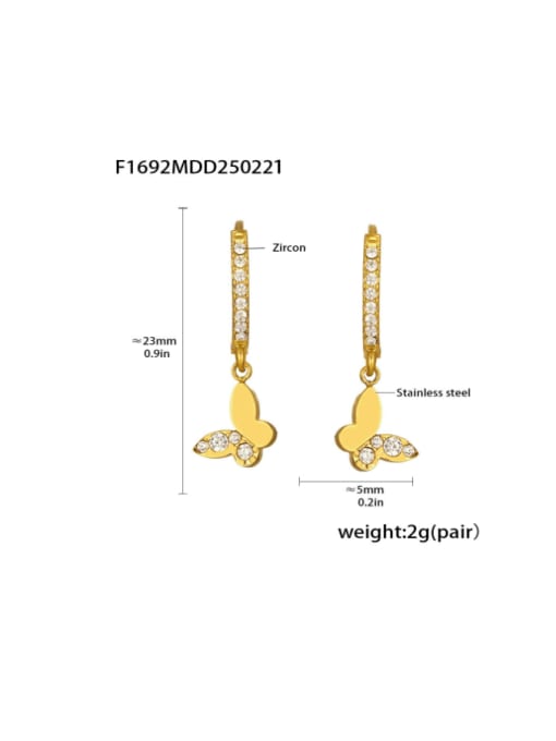 F1692 Golden Earrings Stainless steel Cubic Zirconia Moon Minimalist Huggie Earring