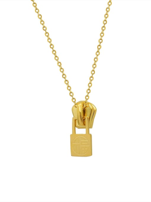 gold Titanium Steel Locket Minimalist Necklace