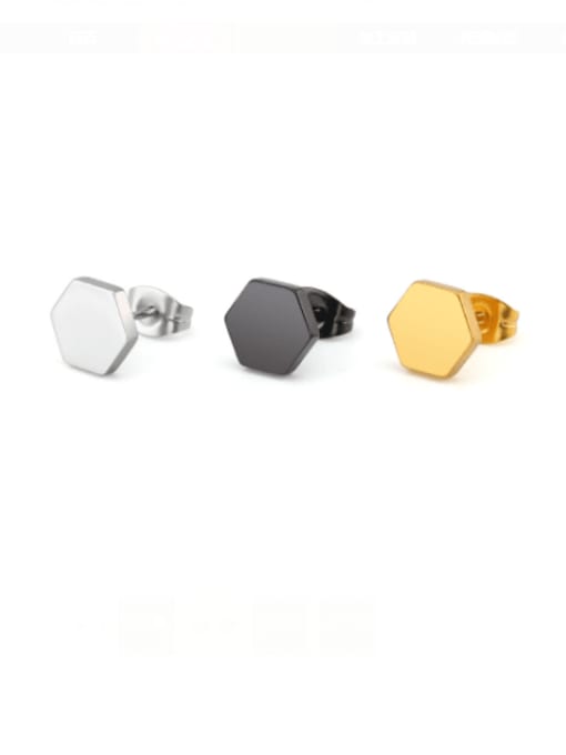 BELII Titanium Steel Smooth Hexagon Minimalist Single Earring(Single-Only One) 0