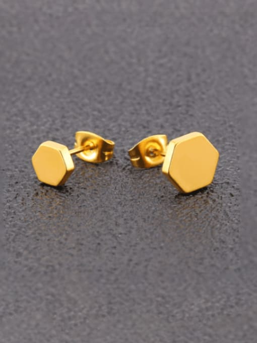 BELII Titanium Steel Smooth Hexagon Minimalist Single Earring(Single-Only One) 2