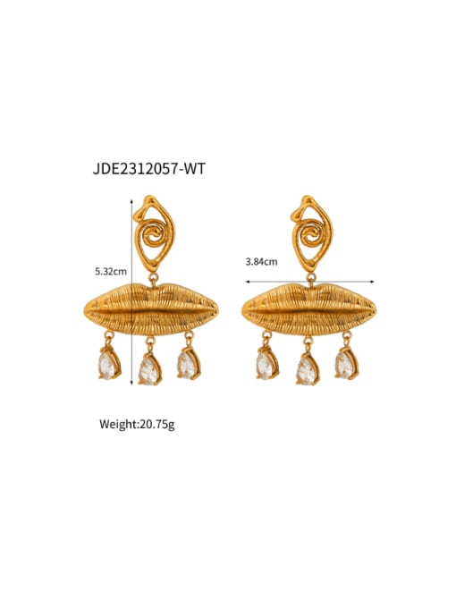JDE2312057 WT Stainless steel Cubic Zirconia Water Drop Hip Hop Drop Earring