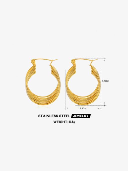 Gold line ear buckle Stainless steel Geometric Hip Hop Huggie Earring