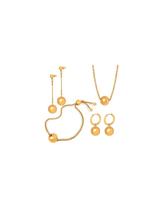 MAKA Titanium Steel Trend Geometric Earring Bracelet and Necklace Set 0