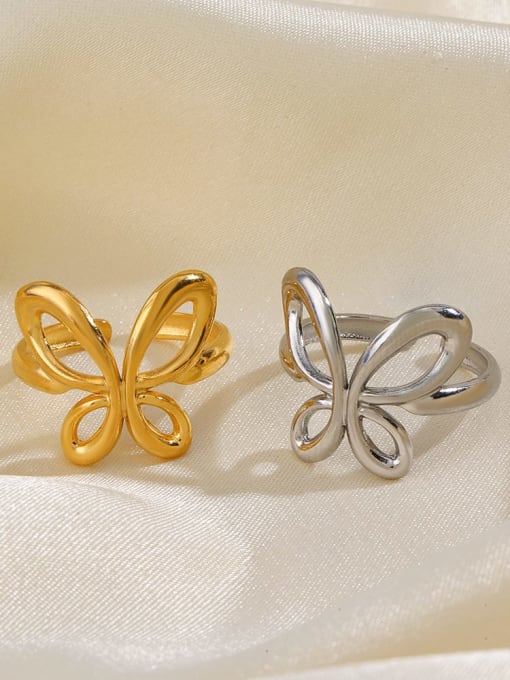J$L  Steel Jewelry Stainless steel Hollow Butterfly Hip Hop Band Ring 3