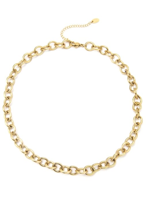 SN21011918G Brass Vintage Holllow Geometric Chain  Necklace