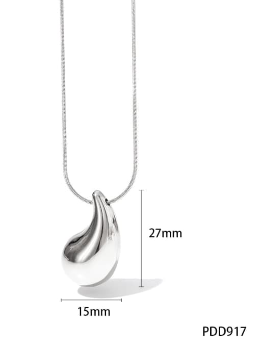 (Vertical) Medium Steel  PDD917 Stainless steel Water Drop Minimalist Necklace