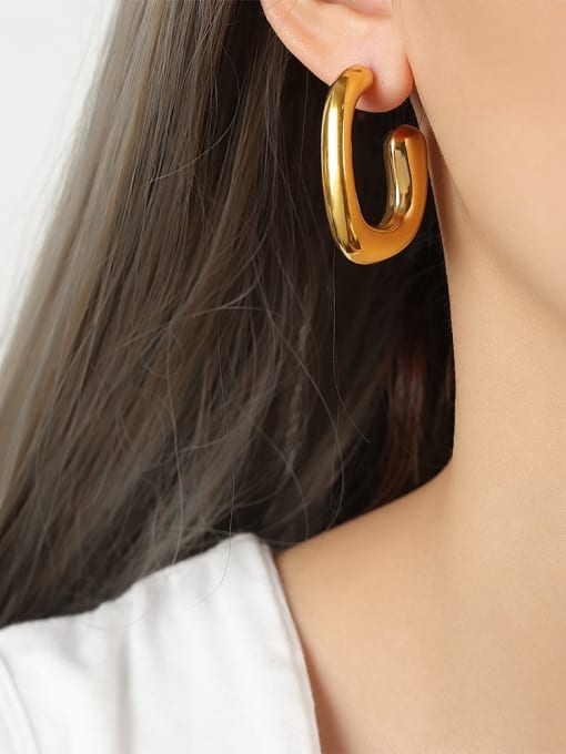 F091 Gold Earrings Titanium Steel Geometric Trend Stud Earring