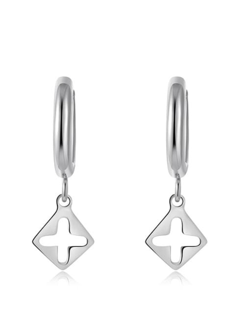 SE21062903S Titanium Steel Cross Minimalist Huggie Earring