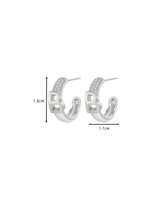 Clioro Brass Cubic Zirconia Letter Dainty Stud Earring 3