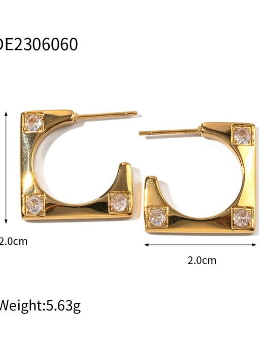 JDE2306060 Stainless steel Cubic Zirconia Geometric Trend Stud Earring