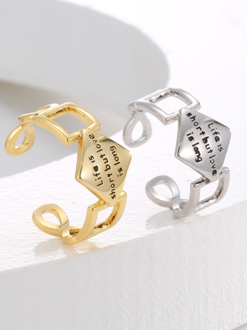 QJM Brass Letter Trend Band Ring 2