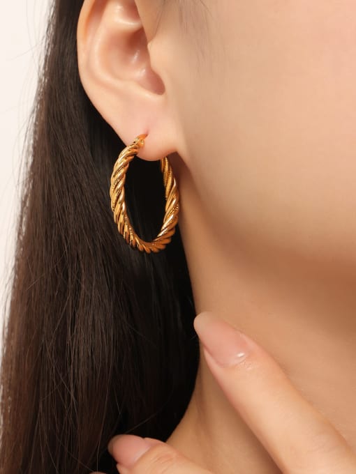 F1416 Gold Earrings Titanium Steel Geometric Minimalist Hoop Earring