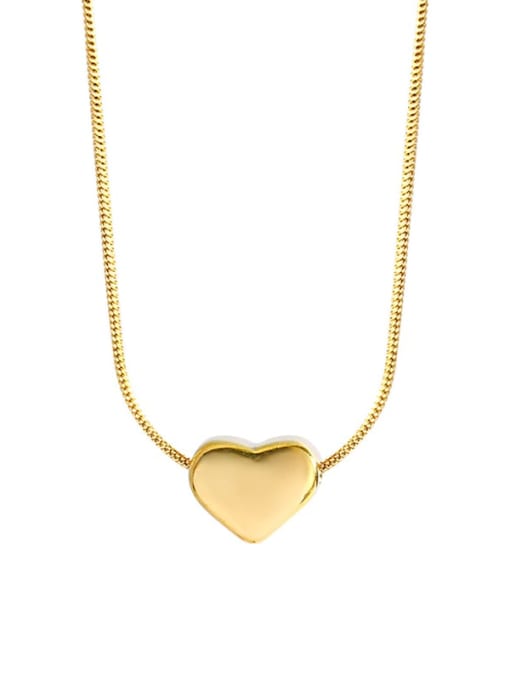 XL171 3D Love Necklace Gold Titanium Steel Heart Minimalist Necklace