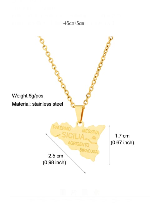 SONYA-Map Jewelry Stainless steel Irregular Hip Hop  Map Necklace of Sicily Necklace 3