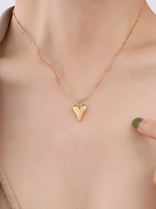 MAKA Titanium Steel Smooth Heart Minimalist Necklace 1