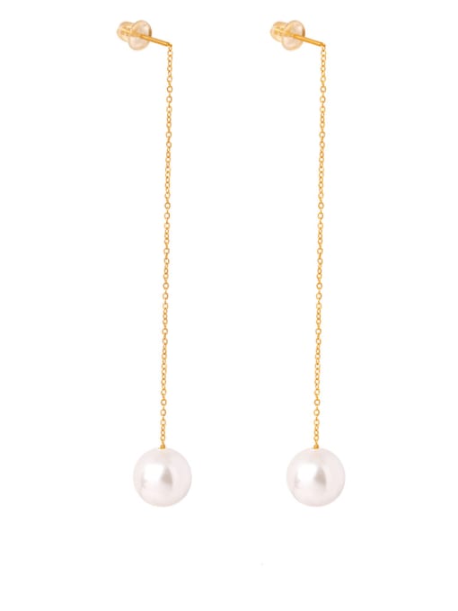 MAKA Titanium Steel Imitation Pearl Tassel Minimalist Drop Earring