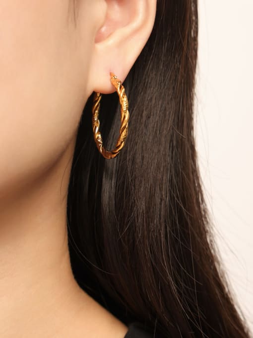 F1413 Gold Earrings Titanium Steel Geometric Minimalist Hoop Earring