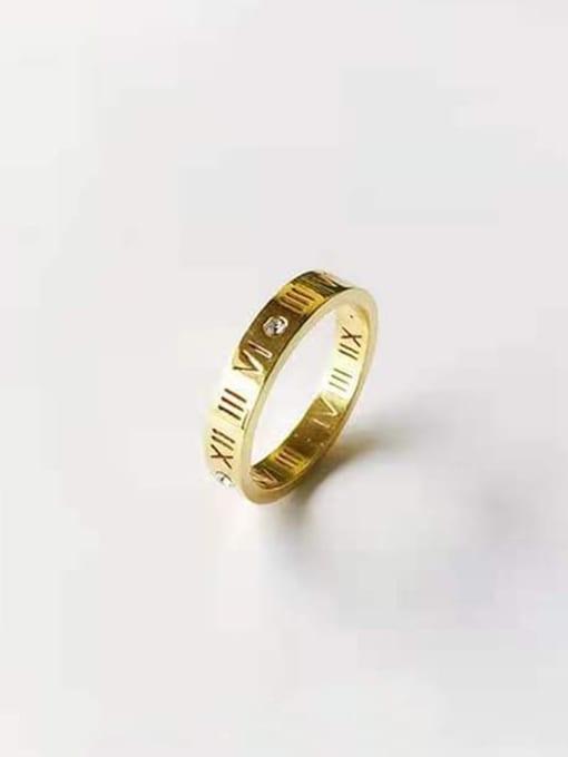 K gold Titanium Steel Number Minimalist Band Ring