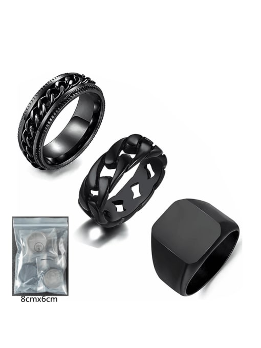 SM-Men's Jewelry Stainless steel Geometric Hip Hop Stackable Ring Set 2